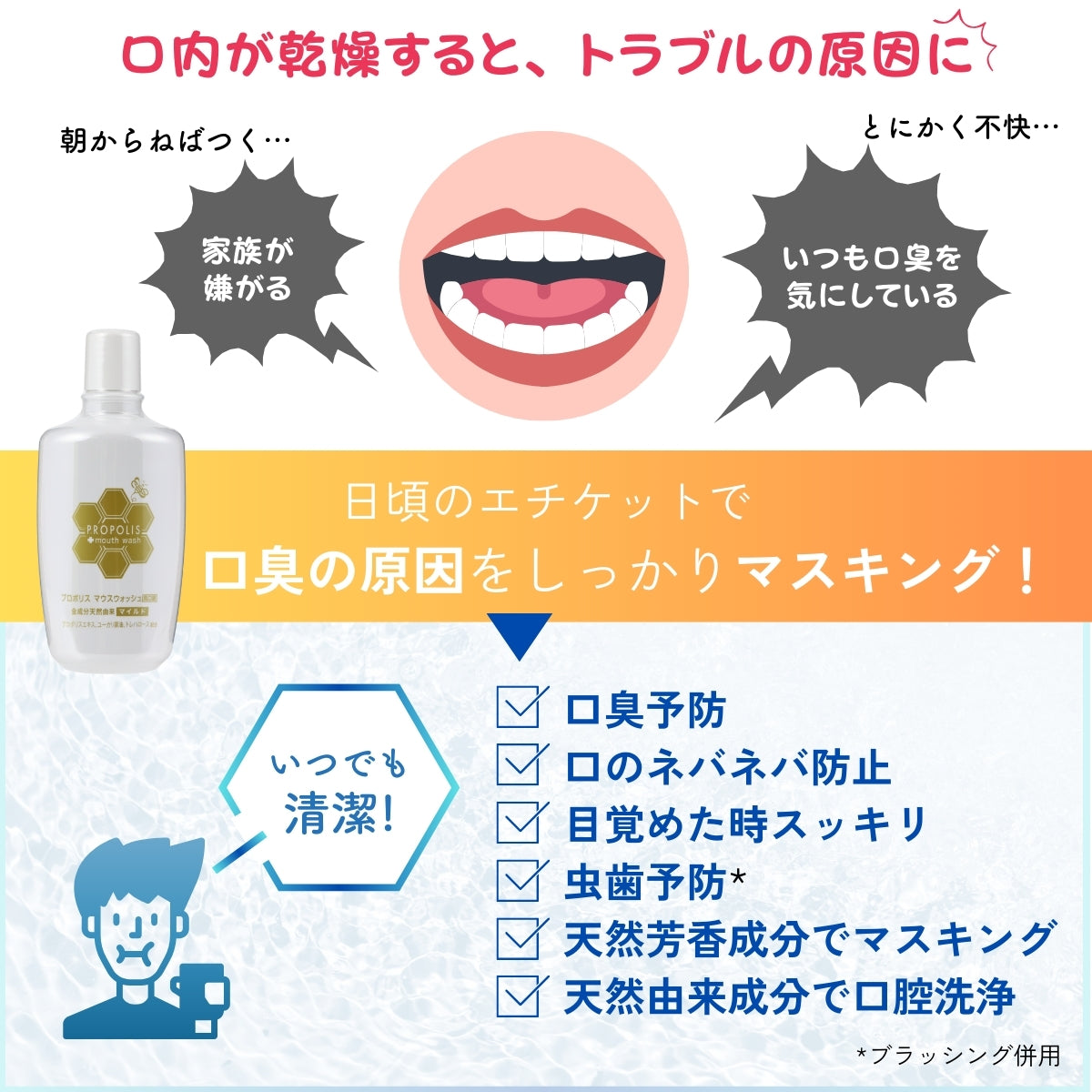 プロポリスマウスウォッシュマイルド (300mL×3本）